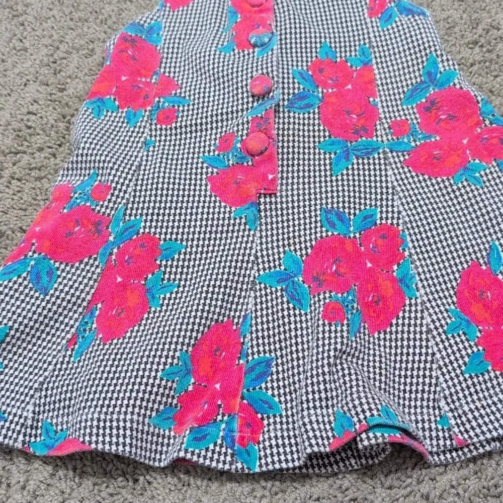Vintage Kids Dress Toddler Girl Size   4T‎ Hounds tooth And Roses